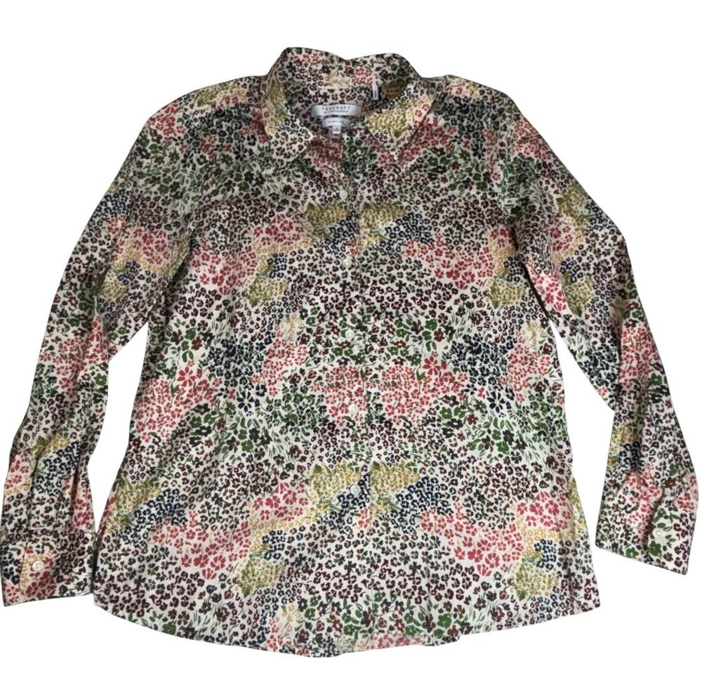 FOXCROFT FOR APPLESEED’S Women's Floral Wrinkle Free Cotton Button-Down Size 8